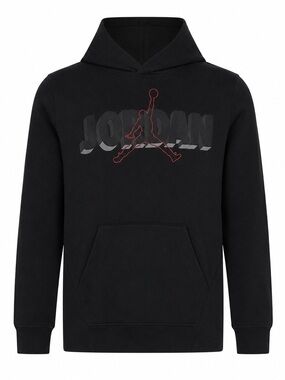 Jordan Kids Black Hoodie With Red Jumpman Logo & Kangaroo Pocket Size 4-5 Yrs Co